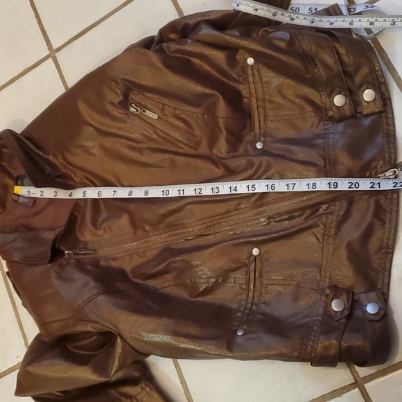 Bisou Bisou Jacket Size XL Coper Brown Biker Bomber Moto - Picture 12 of 14